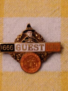 One of the many well made souvenirs of the 250th anniversary celebration. Made of enamel and bronze.